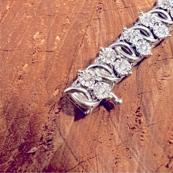 1.02CTW DIAMOND 💎 & Sterling Silver Tennis 🎾 Bracelet ✅GUARENTEED 💯AUTHENTIC - Picture 5 of 11